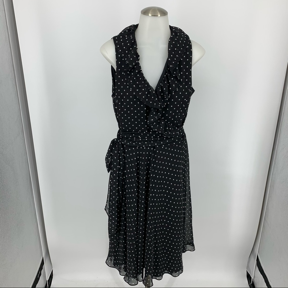 Lauren Ralph Lauren V-Neck Polka Dot Wrap Dress